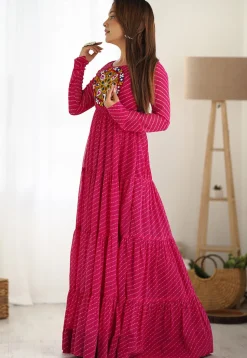 Navratri Special Georgette Gown in Pink