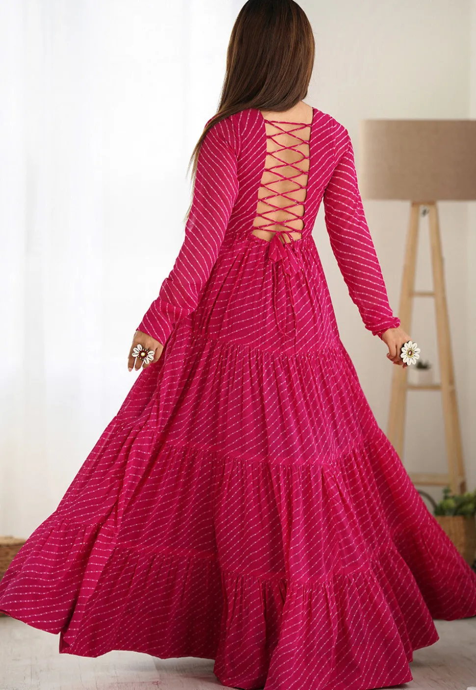 Navratri Special Georgette Gown in Pink