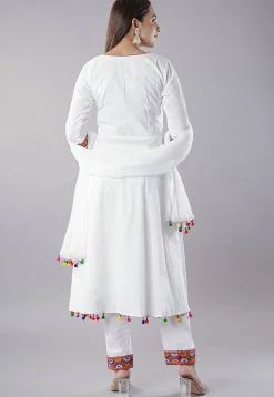 Navratri Special Rayon Anarkali Suit in White