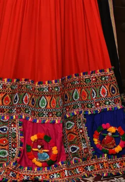 Navratri Special Rayon Embroidered Lehenga in Red