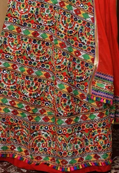 Navratri Special Rayon Embroidered Lehenga in Multicolor