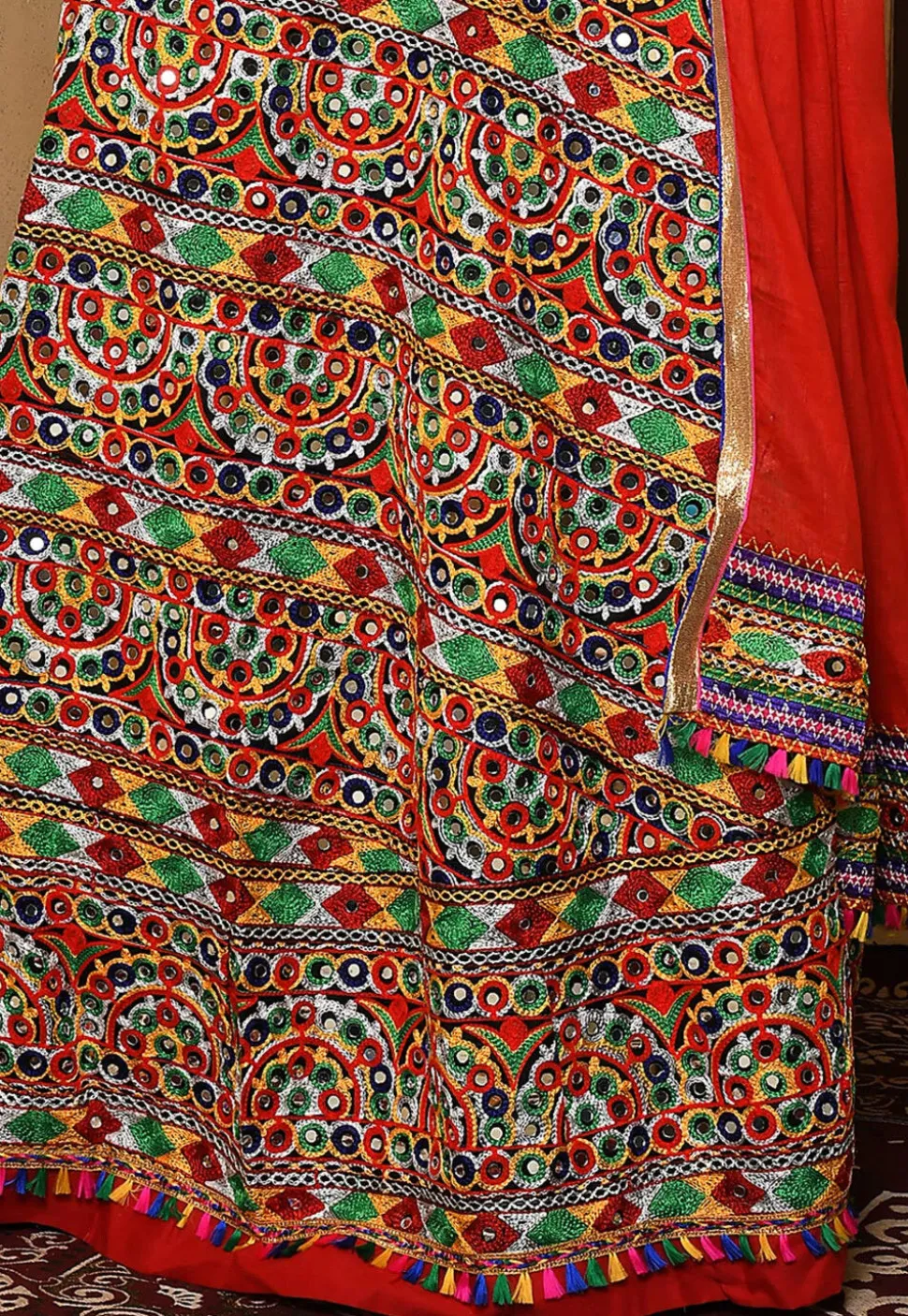Navratri Special Rayon Embroidered Lehenga in Multicolor