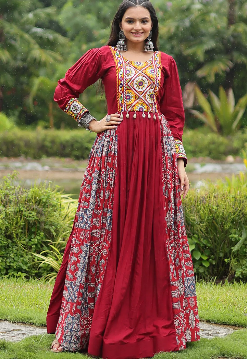 Navratri Special Rayon Gown in Maroon