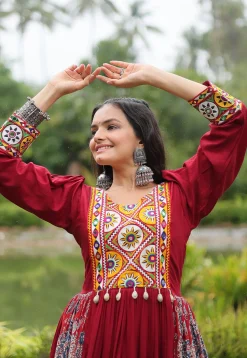 Navratri Special Rayon Gown in Maroon