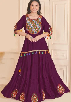 Navratri Special Rayon Lehenga in Purple