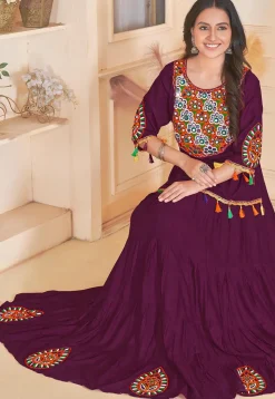 Navratri Special Rayon Lehenga in Purple