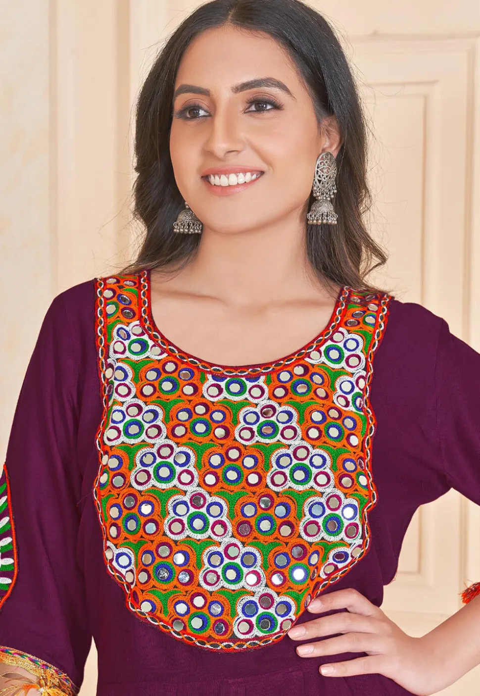 Navratri Special Rayon Lehenga in Purple