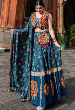 Navratri Special Rayon Lehenga in Teal Blue