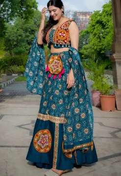 Navratri Special Rayon Lehenga in Teal Blue