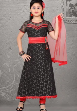 Net Salwar Set in Black