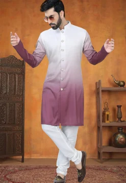 Ombre Art Silk Kurta Set in Pink