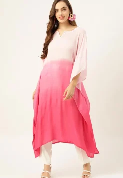 Ombre Crepe Kaftan in Pink