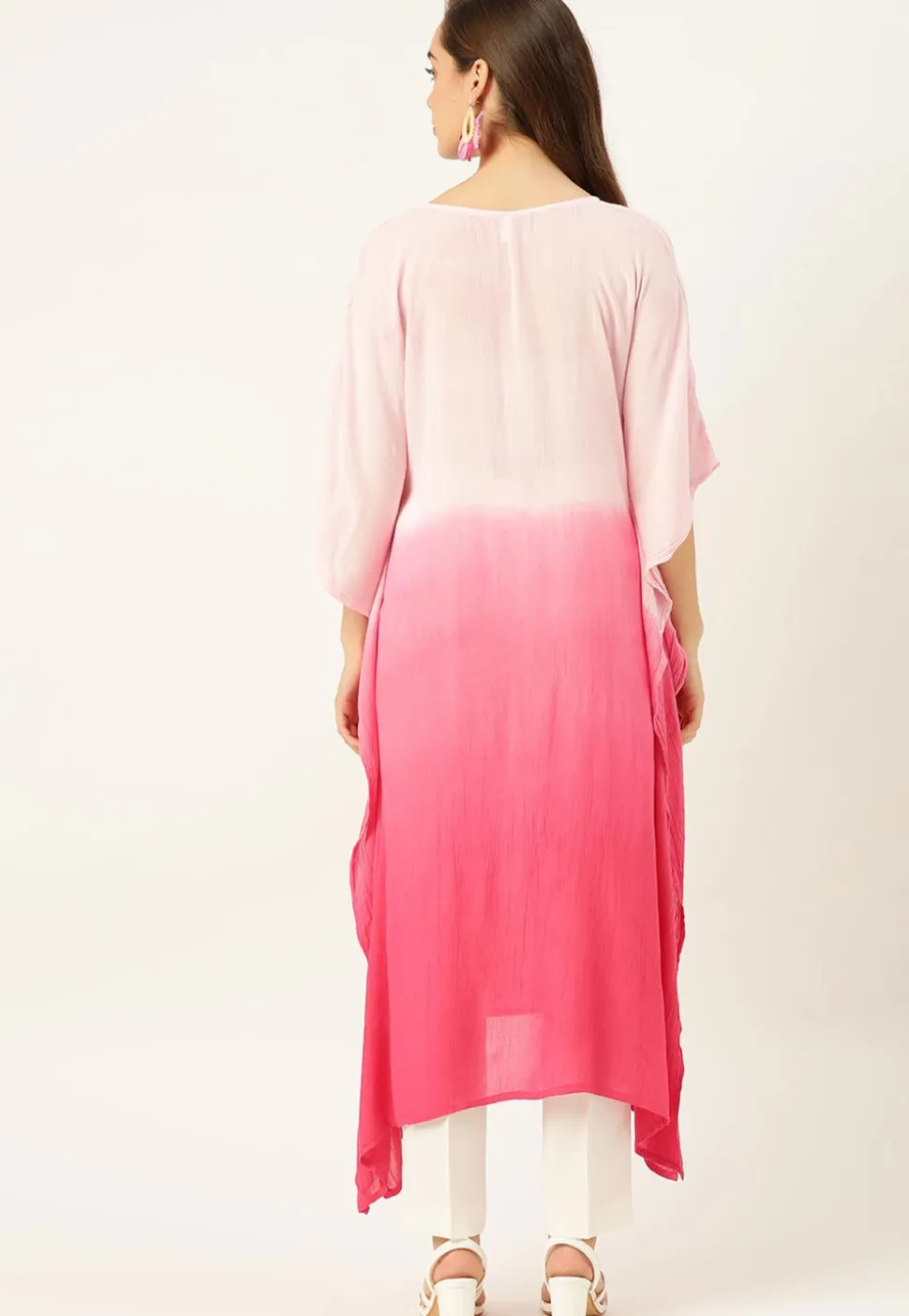 Ombre Crepe Kaftan in Pink