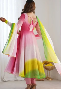 Ombre Georgette A Line Suit in Multicolor