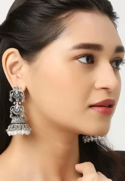 Oxidised Jhumka Style Earrings