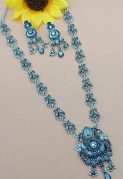 Oxidised Mirror Necklace Set
