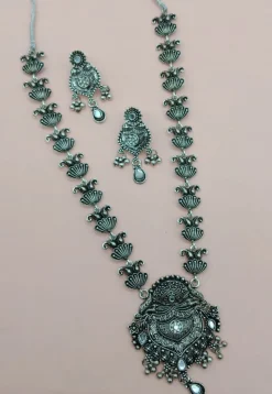 Oxidised Mirror Necklace Set