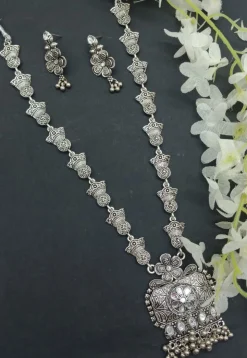 Oxidised Mirror Necklace Set