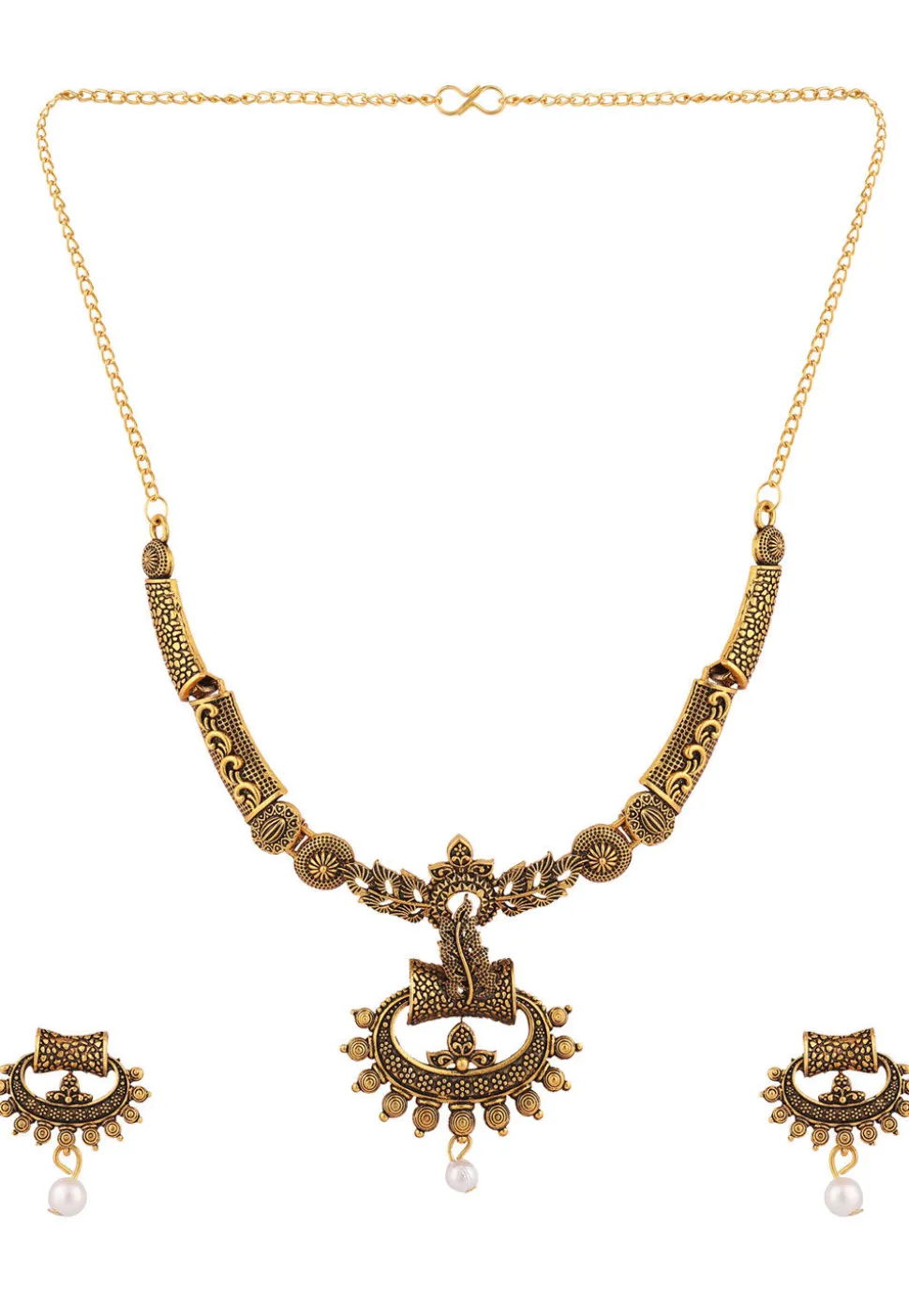 Oxidised Pearl Necklace Set