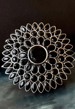 Oxidised Stone Studded Adjustable Ring