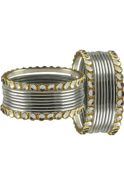 Oxidised Stone Studded Bangle Set