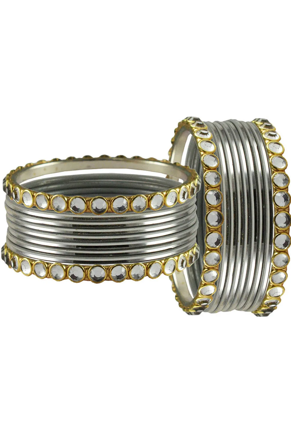 Oxidised Stone Studded Bangle Set