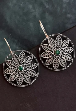 Oxidised Stone Studded Earrings