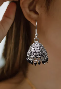Oxidised Stone Studded Earrings