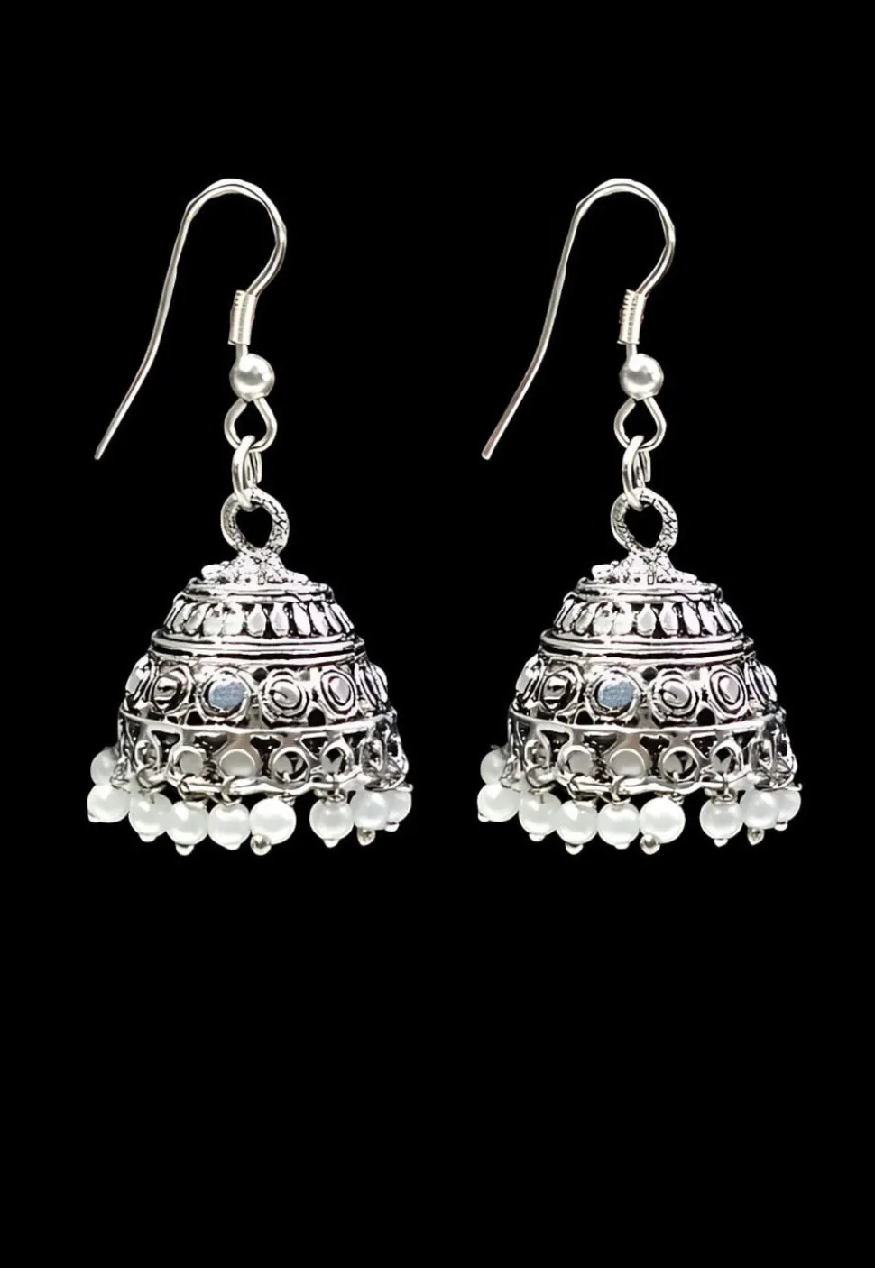 Oxidised Stone Studded Earrings
