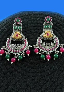 Oxidised Stone Studded Earrings
