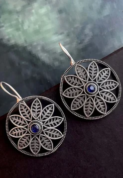 Oxidised Stone Studded Earrings