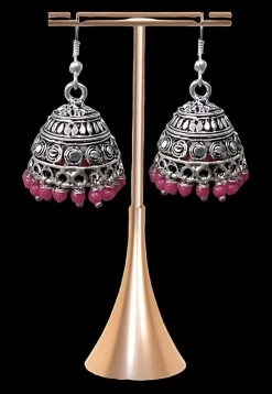Oxidised Stone Studded Earrings
