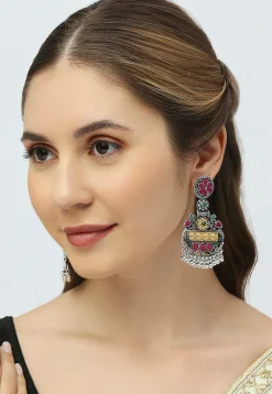 Oxidised Stone Studded Earrings