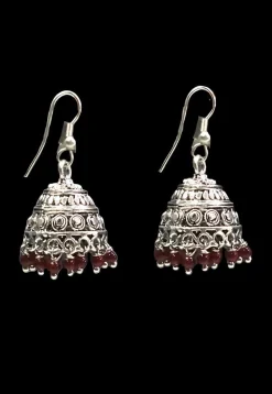 Oxidised Stone Studded Earrings
