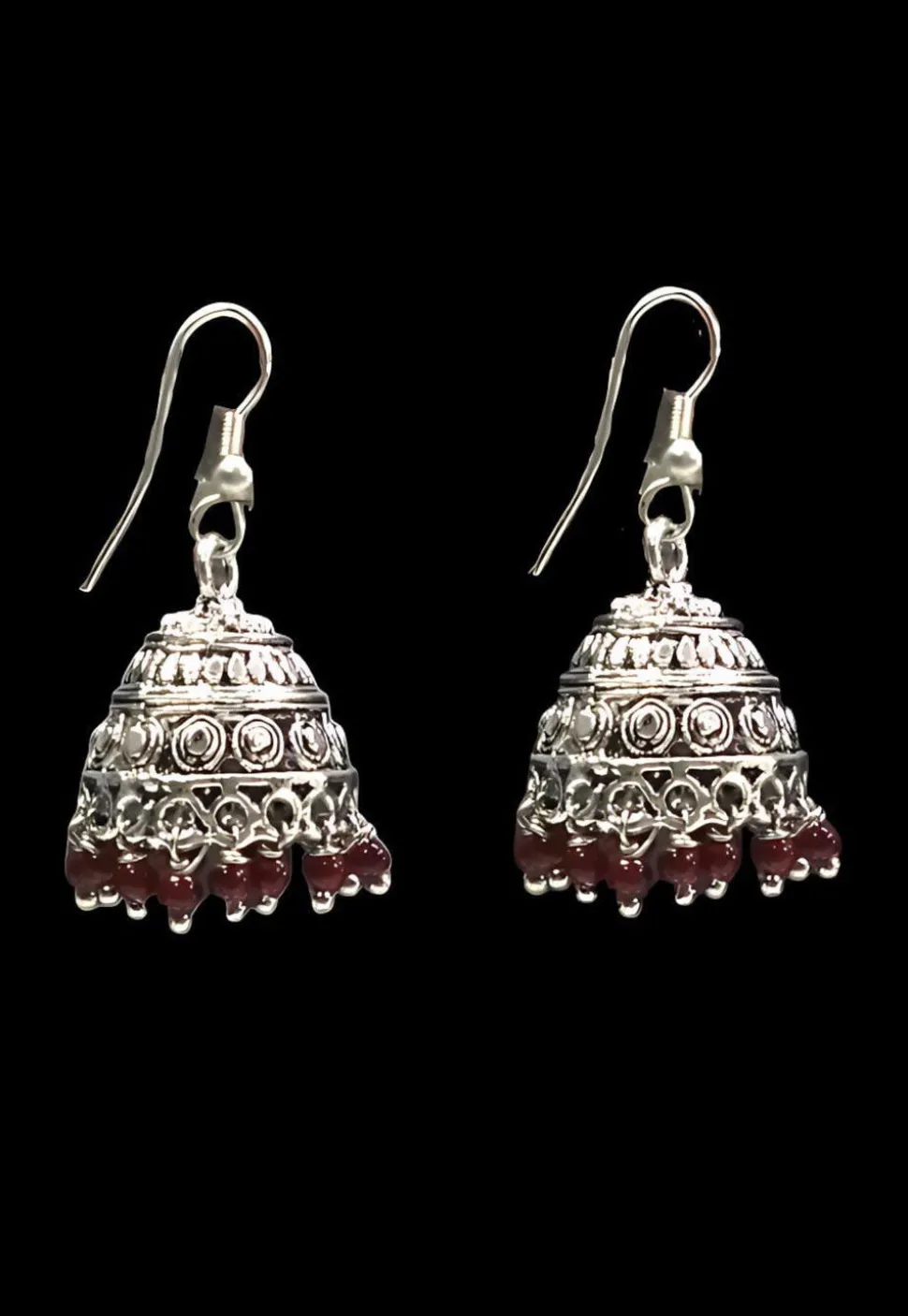 Oxidised Stone Studded Earrings