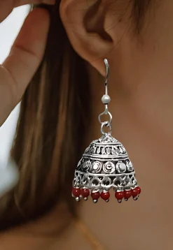 Oxidised Stone Studded Earrings