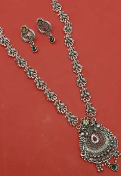 Oxidised Stone Studded Necklace Set