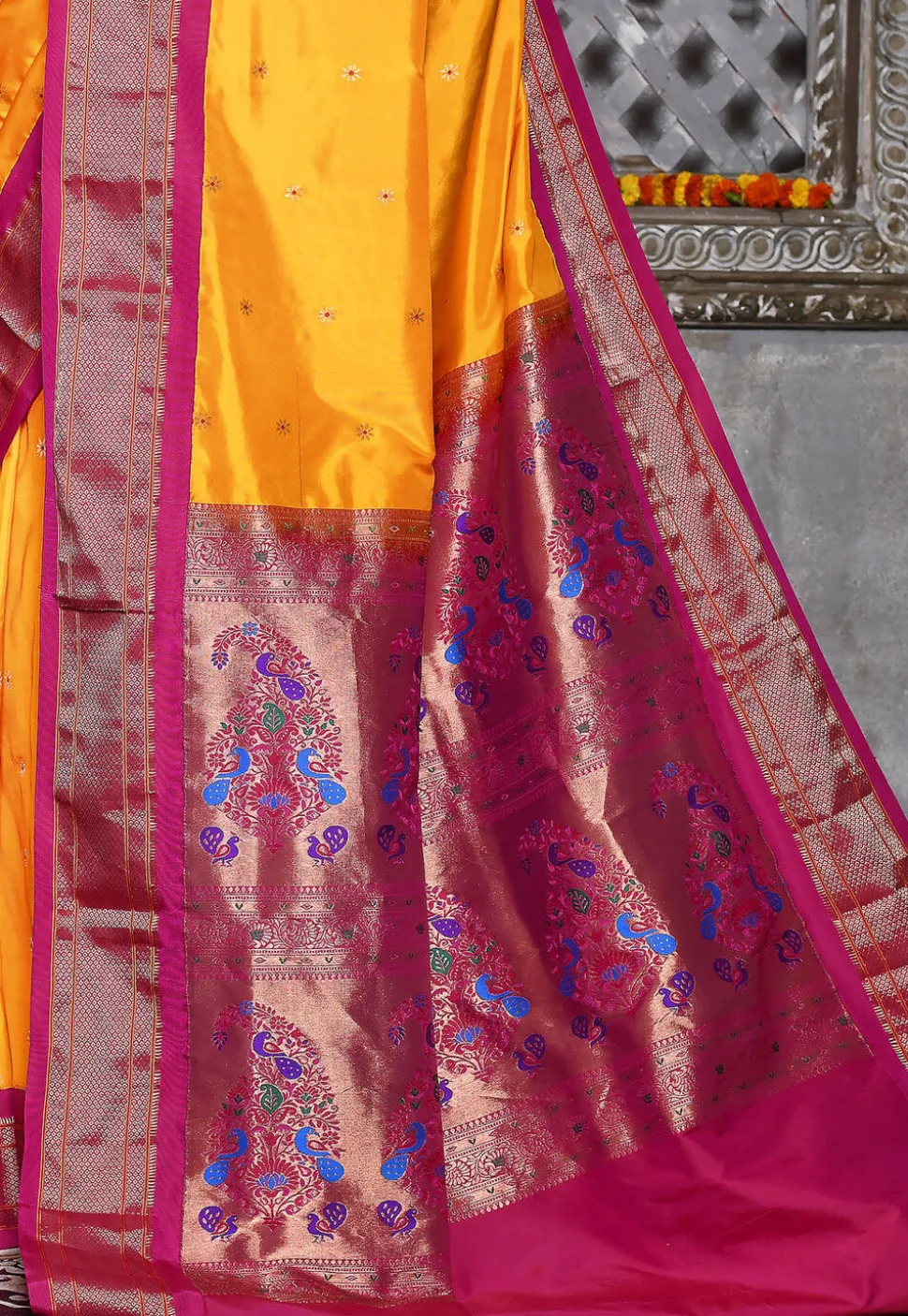 Paithani Pure Silk Saree in Yellow