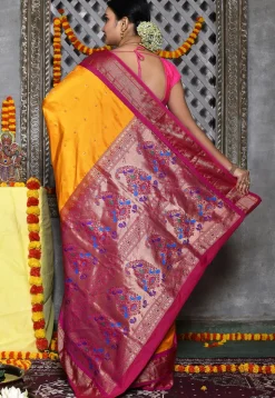 Paithani Pure Silk Saree in Yellow