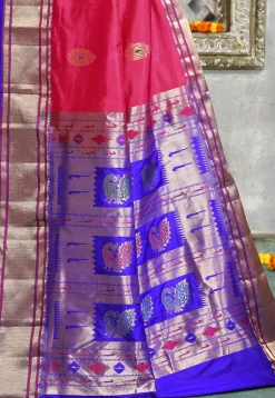 Paithani Pure Silk Saree in Pink