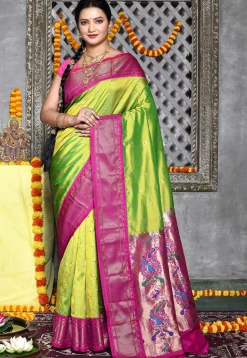Paithani Pure Silk Saree in Green
