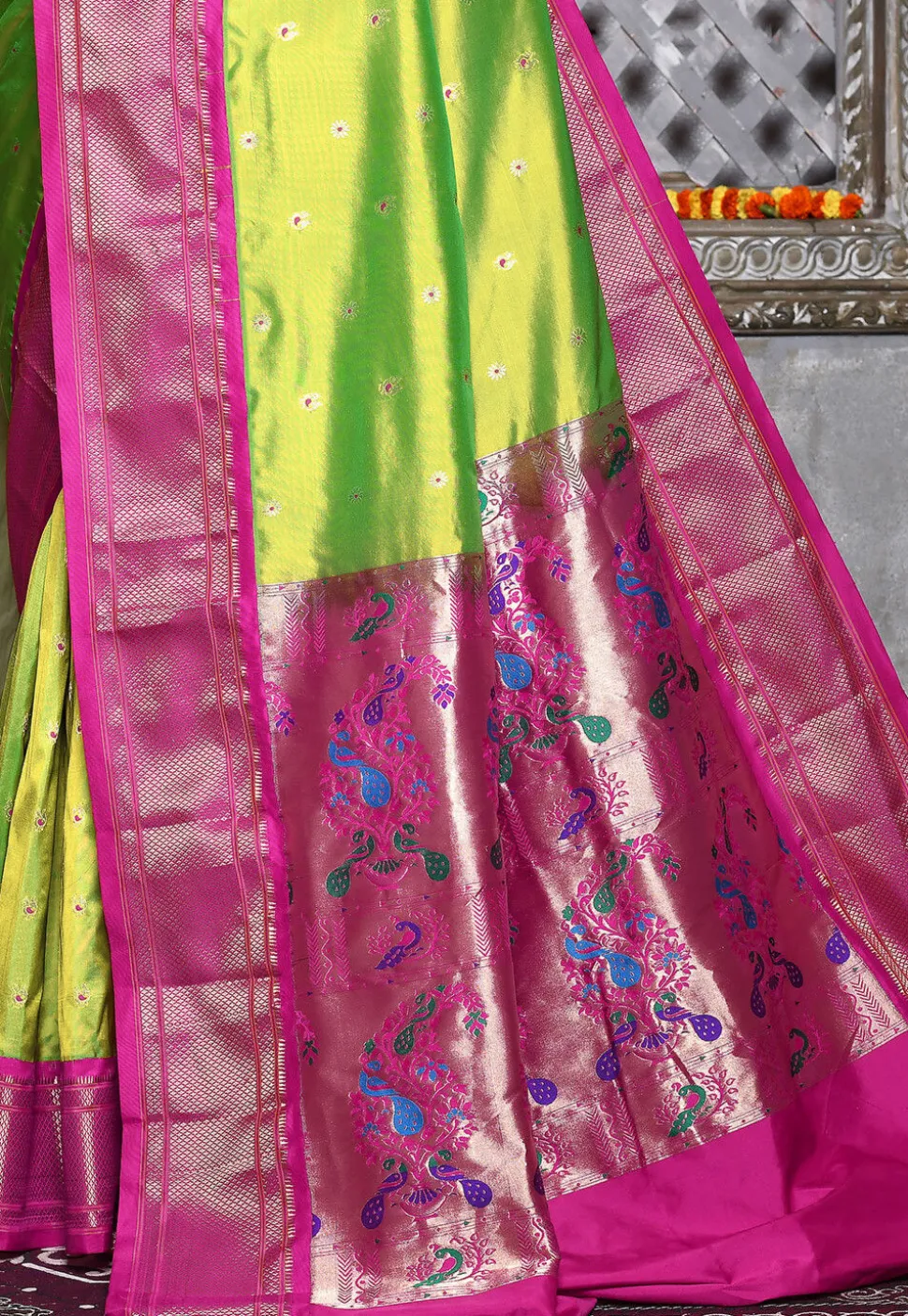Paithani Pure Silk Saree in Green