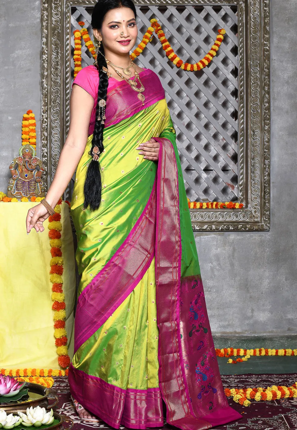 Paithani Pure Silk Saree in Green