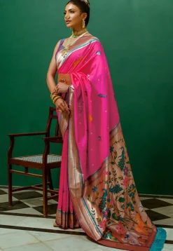 Paithani Saree in Fuchsia