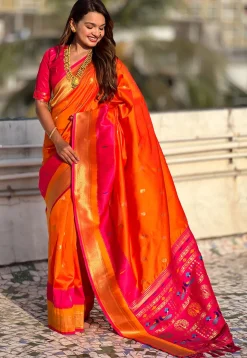 Paithani Saree in Orange