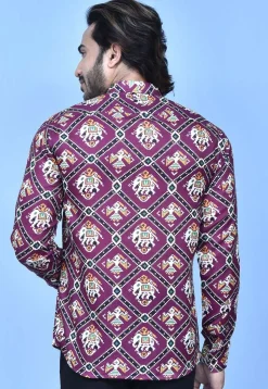 Patola Printed Cotton Shirt in Purple