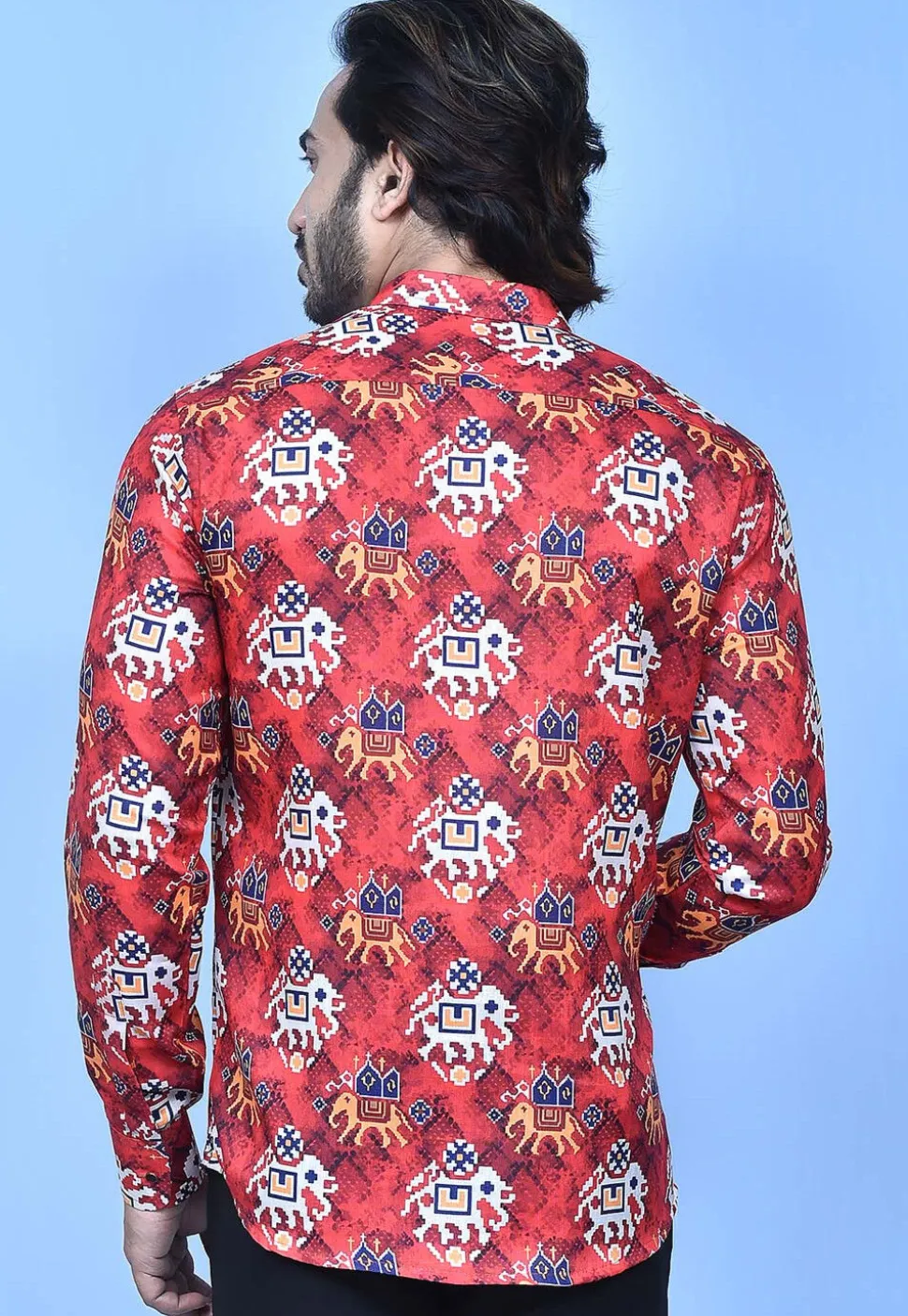 Patola Printed Cotton Shirt in Red