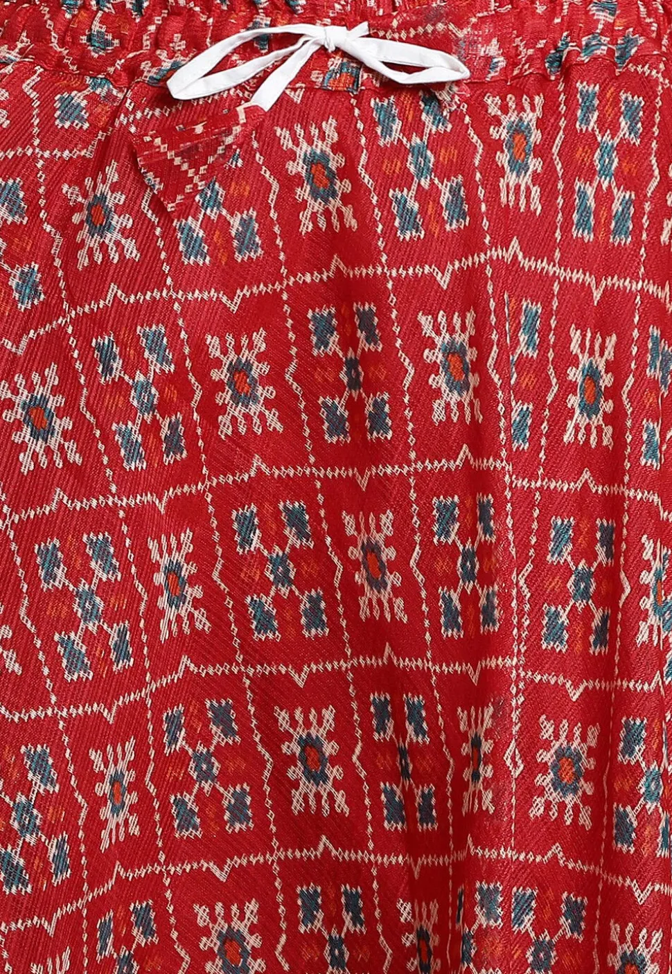 Patola Printed Kota Doria Skirt in Red