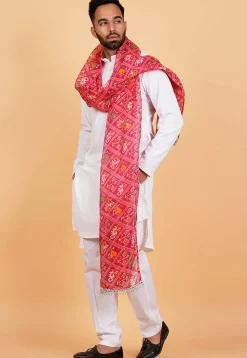 Patola Printed Kota Silk Men Dupatta in Fuchsia
