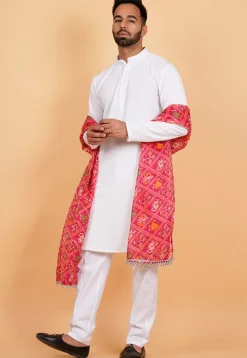 Patola Printed Kota Silk Men Dupatta in Fuchsia